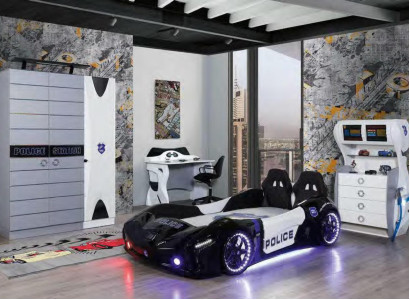 Bērnu gultas automašīnas guļamistabas gultas mēbeles matracis automašīna gultā.