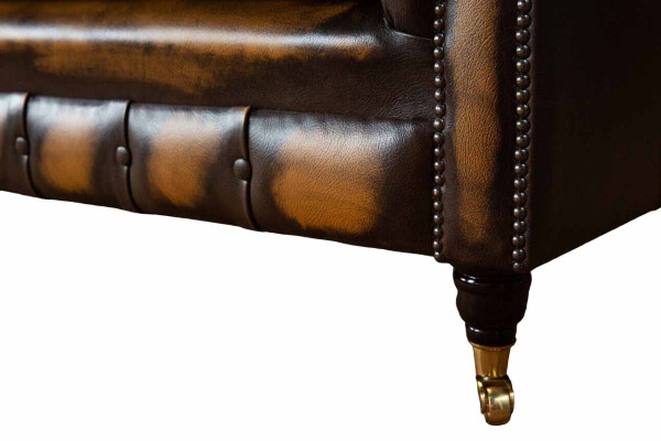 Brūns dīvāns 3 sēdvietu dīvāns dizains Chesterfield polsteris ādas sēdeklis jauns