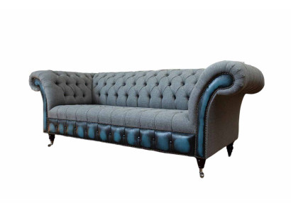 Chesterfield Sofa Pārklāta dizainera dīvāns dīvāns gultā Griestu komplekts trimvietīgais pelēks