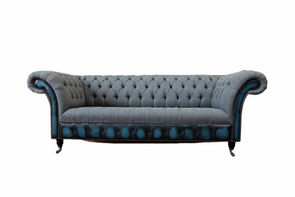 Chesterfield Sofa Pārklāta dizainera dīvāns dīvāns gultā Griestu komplekts trimvietīgais pelēks