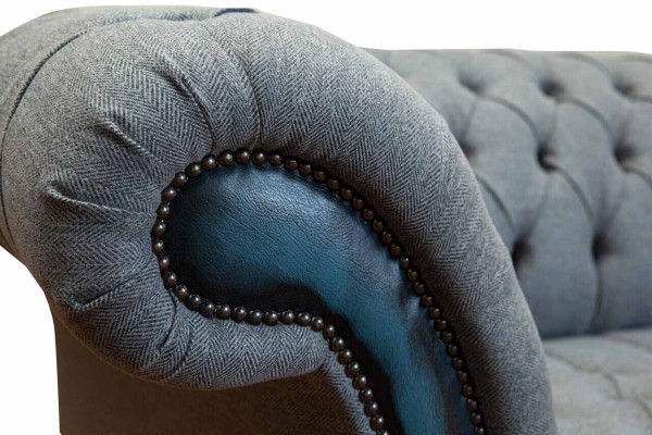 Chesterfield Sofa Pārklāta dizainera dīvāns dīvāns gultā Griestu komplekts trimvietīgais pelēks