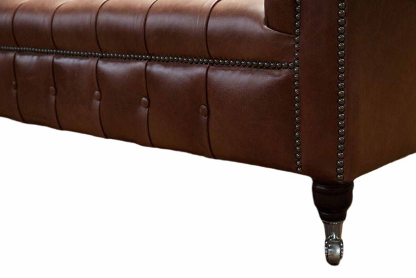 Chesterfield dīvāns ar trīs sēdvietām Vīntāža dīvāns Lielais xxl Brūns Tekstils Āda
