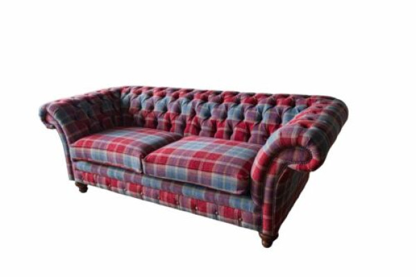 Chesterfield Moderns 3-vietīgais dizaina dīvāns Luxus apdare, auduma materiāls Jauns