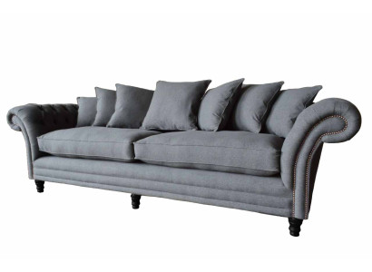 Chesterfield dīvāns ar polsterējumu Klasiskās dīvāns 4 vietu dīvāni Pelēka krāsa