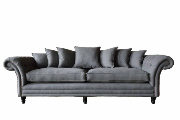 Chesterfield dīvāns ar polsterējumu Klasiskās dīvāns 4 vietu dīvāni Pelēka krāsa