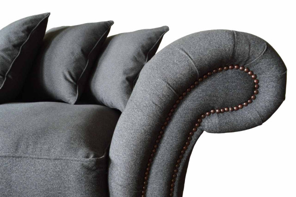 Chesterfield dīvāns ar polsterējumu Klasiskās dīvāns 4 vietu dīvāni Pelēka krāsa
