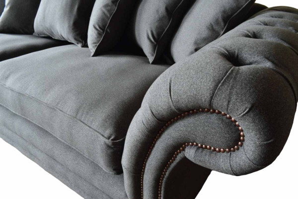 Chesterfield dīvāns ar polsterējumu Klasiskās dīvāns 4 vietu dīvāni Pelēka krāsa