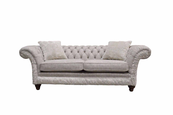 Mūsdienu trimvietīgā dizaina auduma ādas dīvāns 3-vietīgs dzīvojamā istabas dīvāns Chesterfield Beige