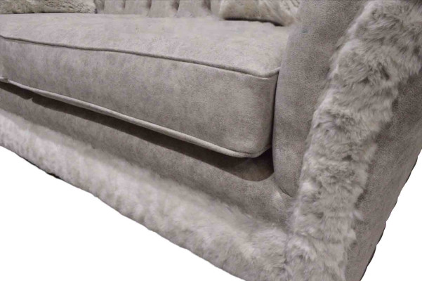 Mūsdienu trimvietīgā dizaina auduma ādas dīvāns 3-vietīgs dzīvojamā istabas dīvāns Chesterfield Beige