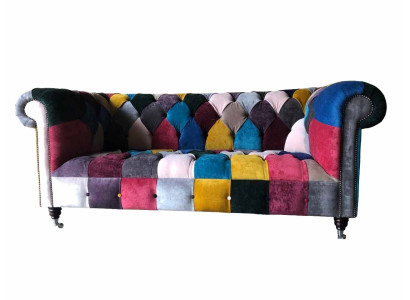Chesterfield Sofa 3 Sitzer Dīvāns Polster Sofas Dīvāni Luxus Stoff Design
