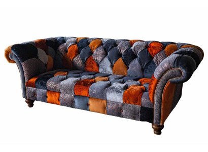 Chesterfield 3 vietu dīvāns ar auduma velveta luksusa polsteri, liela velveta sēdeklīdzene.