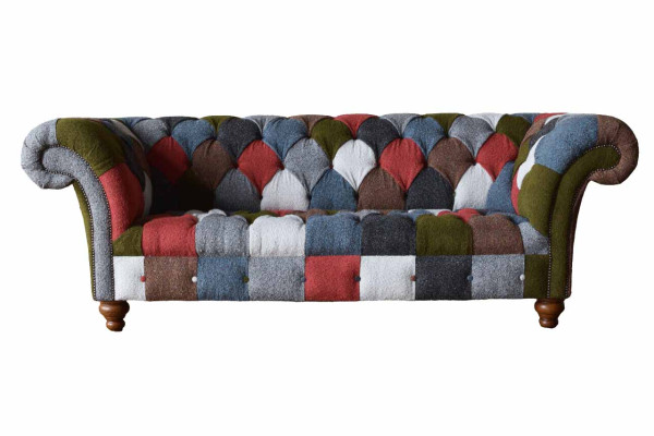 Chesterfield Dīvāns 3 vietējs Ar Polster Sēdēt Tekstila Audumi Daudzkrāsains Dīvāns