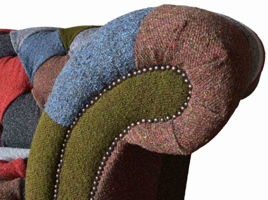 Chesterfield Dīvāns 3 vietējs Ar Polster Sēdēt Tekstila Audumi Daudzkrāsains Dīvāns