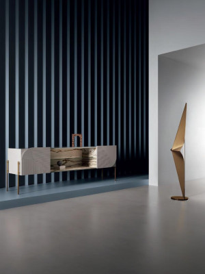 Sideboard dzīvojamās istabas mēbeles Stikla plaukts dizains Bizzotto Dabīgā koka mēbeles