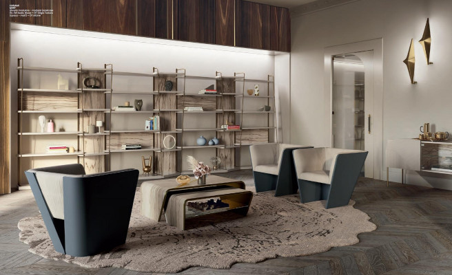 Sideboard dzīvojamās istabas mēbeles Stikla plaukts dizains Bizzotto Dabīgā koka mēbeles