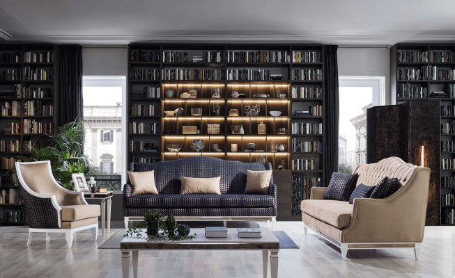 Beiger Chesterfield trīsvietīgā Luxus tekstila sofa, dizainera auduma čīkstuče.