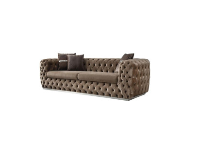 Dīvāns 3-vietīgs auduma dīvāns Brūns Tekstils Sēdeklis Dizains Dīvāns Moderns Chesterfield