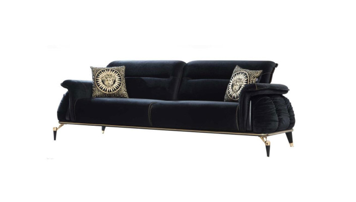 Dīvāns 3 sēdvietu melns Chesterfield dizaina mēbele dzīvojamajai istabai Sofa Luxus
