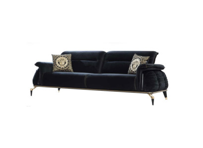 Dīvāns 3 sēdvietu melns Chesterfield dizaina mēbele dzīvojamajai istabai Sofa Luxus