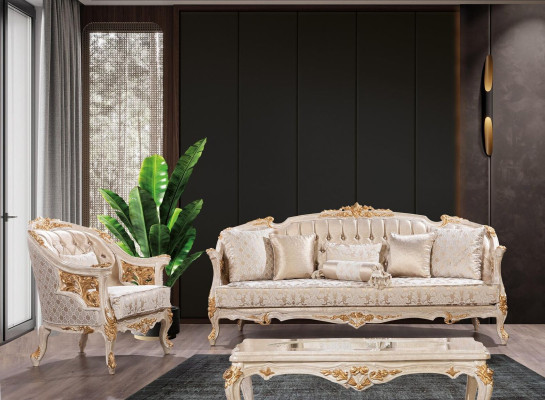 Luxusamā Chesterfield dīvāngarnitūra 3+1 vietas Klasiskā dīvāns Baroka apdare Sēdeklis