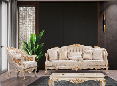 Luxusamā Chesterfield dīvāngarnitūra 3+1 vietas Klasiskā dīvāns Baroka apdare Sēdeklis