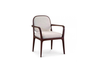 Dizainera pelēks polsterēts krēsls ēdamistabas mēbeles Brūna koka karkasa krēsls.