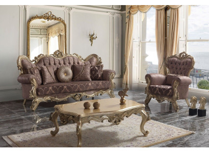 Chesterfield dīvāns komplekts, mīkstais dīvāns, dīvāns, fuksijas krāsas auduma dīvāns komplekts