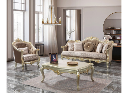 Dīvāns Sofa Set Trīsvietīgs Krēsls Dīvāns Komplekts Beža mīkstais dīvāns
