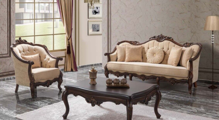 Polstersofa Chesterfield Garnitur Sofagarnitur Stoff Sofa Beige Set  Polsteris Chesterfield komplekts, auduma dīvāns, beige dīvāna komplekts