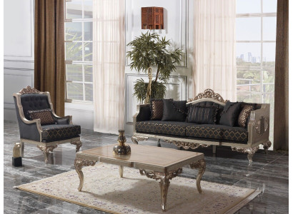 Dzīvojamā istaba Sofas komplekts Polster Sofa Chesterfield Sofa komplekts pelēka audums