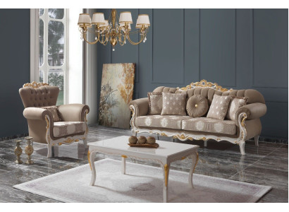 Sofas komplekts Dīvāns Chesterfield komplekts ar 3+1 sēdvietām brūniem auduma dīvāniem