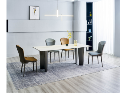 Stilīgs ēdamistabas komplekts, dizainera galds 6 krēsli 7 gab. luksusa komplekts