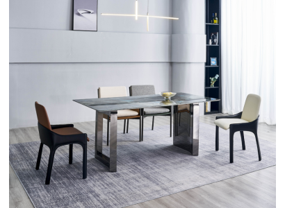 Ēdamistabas dizainera komplekts ar 6 krēsliem, ēdamistabas komplekts, 7 gab. komplekts