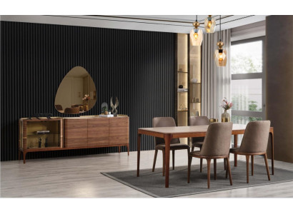 Complete dining room dining group dining corner dining table chairs 9-piece wood brown