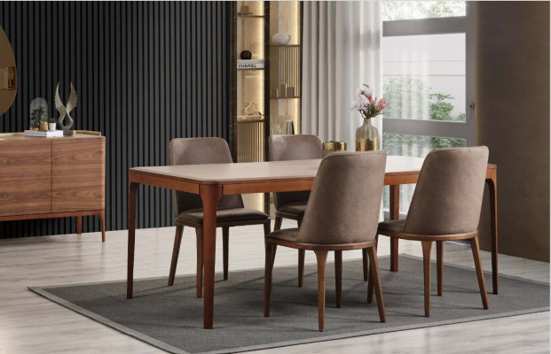 Complete dining room dining group dining corner dining table chairs 9-piece wood brown