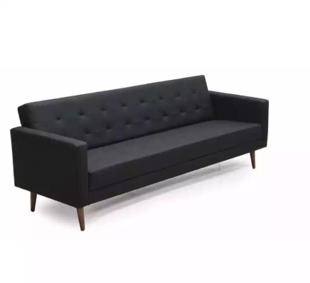 Melnā dīvāns ar 3 sēdvietām, darba istabai, auduma mēbeles, dīvāns, polsterējums, audums