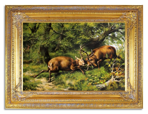 Eļļas glezna Eļļas glezna glezna brieži briedis ar ietvaru 90 x 120 cm G95204
