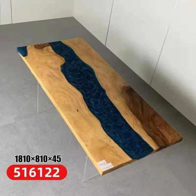 Ēdamgalds River Table Reāls koksnes upeņu galds Masīvs Epoksīda reālās koksnes tēzes 181x81 Jauns