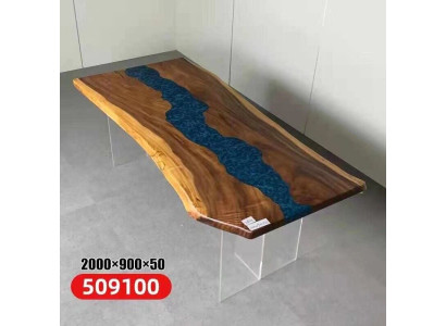 Ēdamgalds Jūra Ūdens Upe Reāls koks Upes galds 200x90 Galdi Epoksīda sveķi Jauns