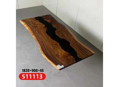 Galds Epoksīda smarža Ēdamgalds Īsts koks Masīvs Galdi 183x90 Upes galds