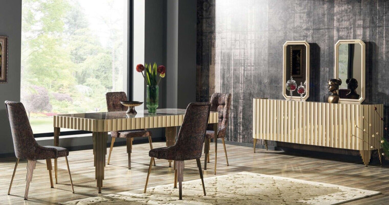 Garnitūra ēdamgalds 4 krēsli galds 2 spogulis 8 gab Esszimmer grupa galds