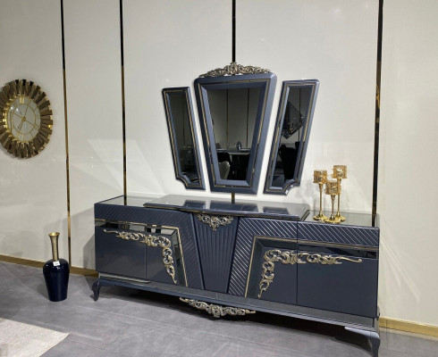 Sideboard Moderne Kommode Anrichte Schrank mit 3 Spiegel Stauraum Barock Skaļžaina Moderna Komoda Galdiņš ar 3 spoguļiem Glabāšanas vietas Baroka stilā