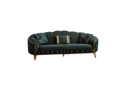 Modernais Chesterfield dīvāns Zaļš 3 sēdvietu dīvāns Trīsvietīgais Jauns tekstils Metāls