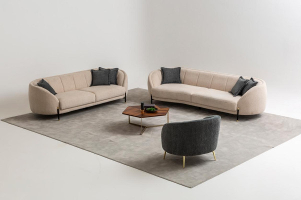 Sofagarnitūras 4 3 1 sēdētāja dzīvojamā istaba Komplett dīvāns komplekts Beige Modern Set