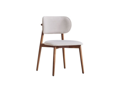 Baltās tekstila krēsli no dizainera, viensēdis, eleganti ēdamistabas krēsli, krēsli.