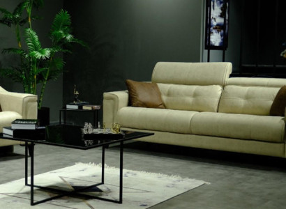 Beisās dzīvojamā istaba trīsvietīga ādas 3-vietīga mēbeļu sofa ar koka karkasu