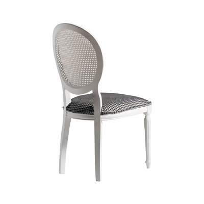 Luksusa ēdamistabas komplekts ar apaļu galda ēdamistabu 3 gabalu komplektā, baltas krāsas audums, koks.