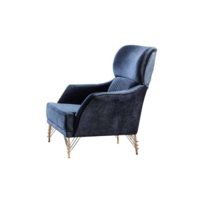 Zils mūsdienīgs krēsls dzīvojamā istabā auduma krēsls elegants materiāls viena vieta