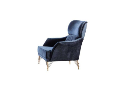 Zils mūsdienīgs krēsls dzīvojamā istabā auduma krēsls elegants materiāls viena vieta