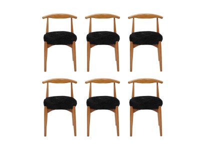 Luksusa ēdamistabas koka 6 krēsli brūni bez roklām Dizaina polsterēts krēsls.